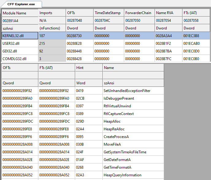 PE imports